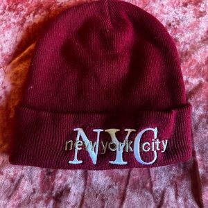Dark red NYC beanie